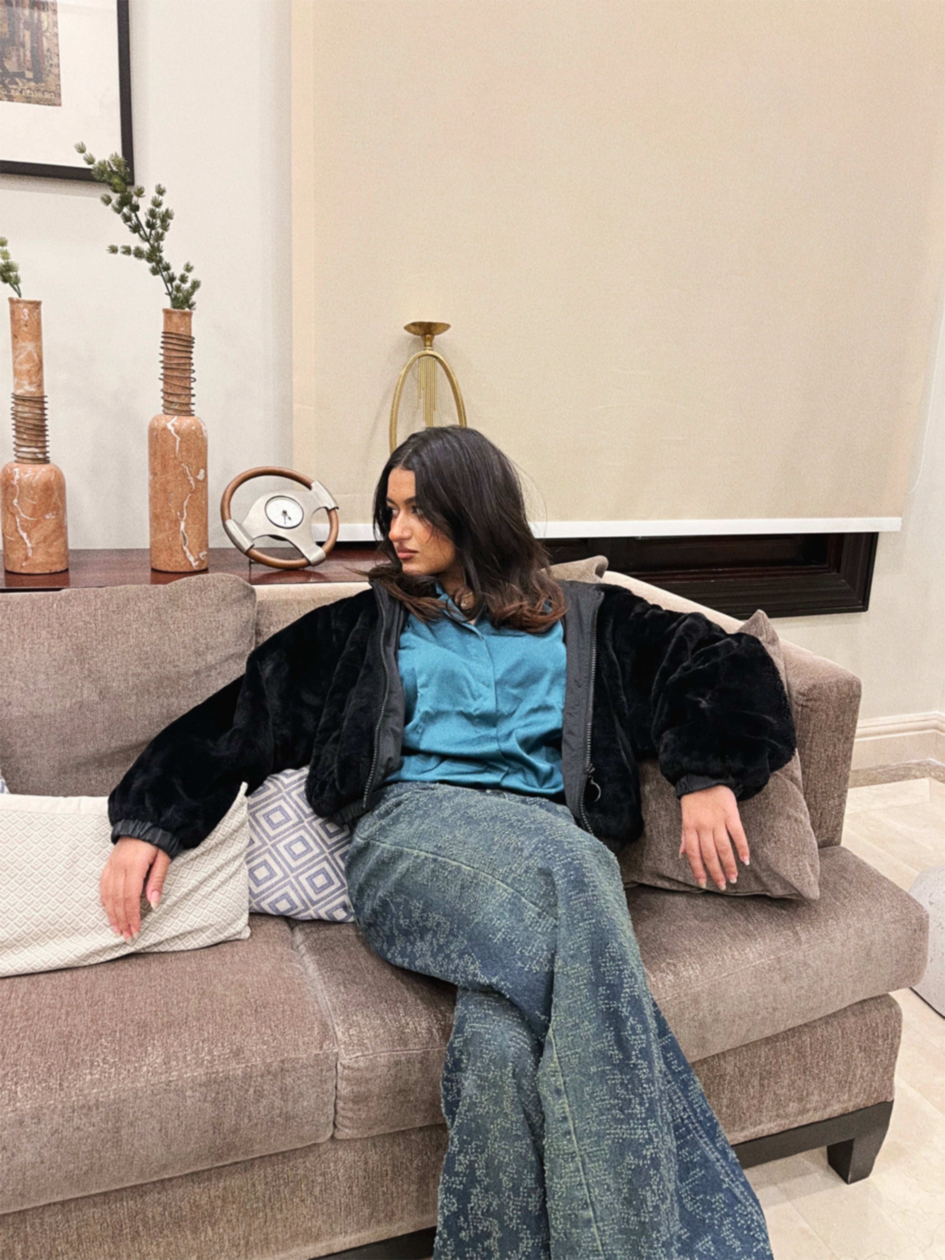 Image of Green Shine On Satin Blouse